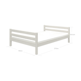 Cama individual FLEXA CLASSIC de pino blanco, 140 x 200 cm, con cabecero y piecero, para una habitación infantil, con bordes redondeados.