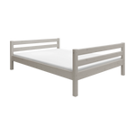 Cama individual FLEXA de la colección FLEXA en color gris, de 140 x 200 cm, con listones horizontales, mostrada sobre fondo blanco.
