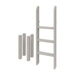 Escalera y patas para cama alta FLEXA GREY, diseño seguro para niños, sobre un fondo blanco liso.