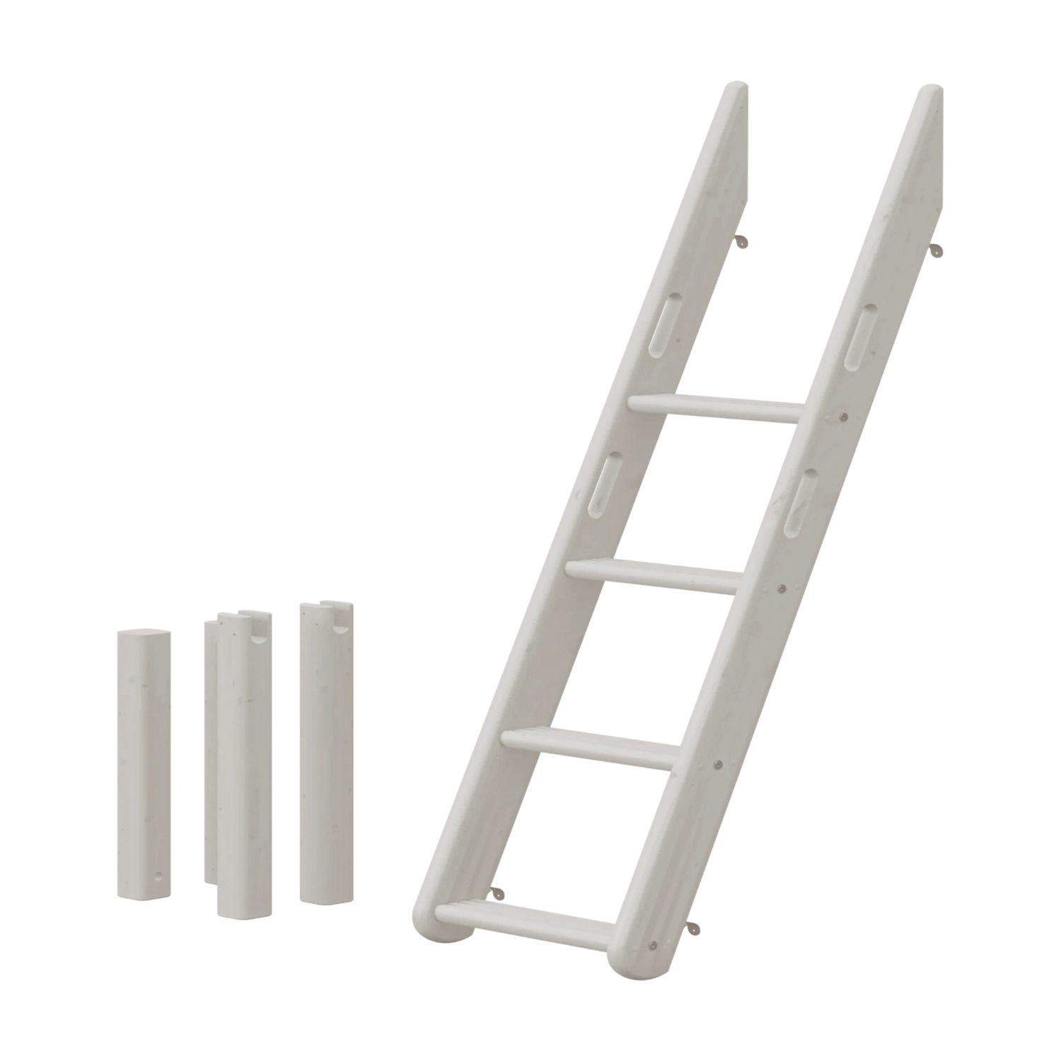 FLEXA GREY slanting bunk bed ladder with 4 anti-slip steps, child-safe edges, fits children’s bedroom furniture.