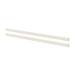 Barandillas de seguridad blancas FLEXA, de 200 cm, dos colocadas una al lado de la otra sobre fondo gris; diseño seguro para niños, para camas o literas.