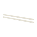 Barandillas de seguridad blancas FLEXA, de 200 cm, dos colocadas una al lado de la otra sobre fondo gris; diseño seguro para niños, para camas o literas.