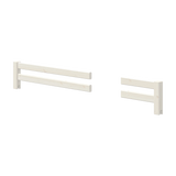 FLEXA safety rails from the WHITE collection, white finish, two-bar design, child-safe edges, shown on pale background.