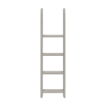 Escalera para cama alta FLEXA, en gris y madera clara, con 4 peldaños antideslizantes, diseño seguro para niños, vista de frente sobre fondo blanco.