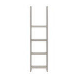 Escalera para cama alta FLEXA, en gris y madera clara, con 4 peldaños antideslizantes, diseño seguro para niños, vista de frente sobre fondo blanco.