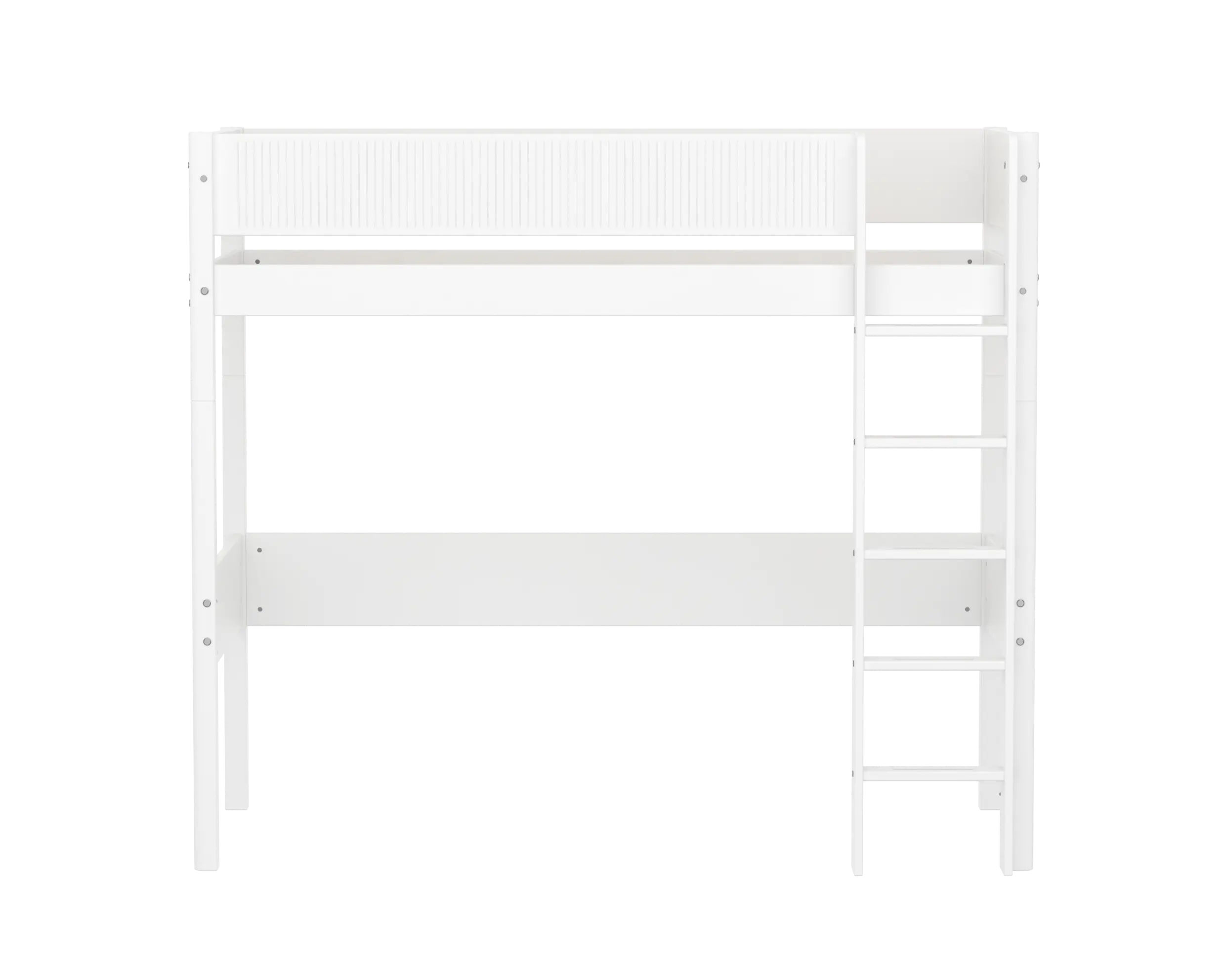 High Bed 184 cm with Ladder and Safety Rail, 90x200 cm, White HIGHBED high-sleeper-f-wht-mdf-200x90cm-legs-f-wht-rail-f-wht-1  flexa-com.myshopify.com