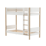 FLEXA Bunk Bed 184 cm with Straight Ladder and Crossbar Safety Rail, 90x200 cm, White/Oak