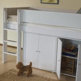 SAGA Armario, 2 puertas, Pomos de roble, Blanco completo con Ranuras