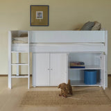 SAGA Armario, 2 puertas, Pomos de roble, Blanco completo con Ranuras