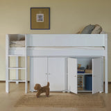 SAGA Armario, 2 puertas, Pomos de roble, Blanco completo con Ranuras