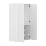 SAGA Wardrobe, 2 door, White with Grooves, White Legs and Knobs