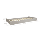 Estructura de cama nido FLEXA en color gris, con bordes redondeados visibles y seguros para los niños, mostrada sobre un fondo blanco liso.