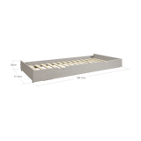 Estructura de cama nido FLEXA en color gris, con bordes redondeados visibles y seguros para los niños, mostrada sobre un fondo blanco liso.