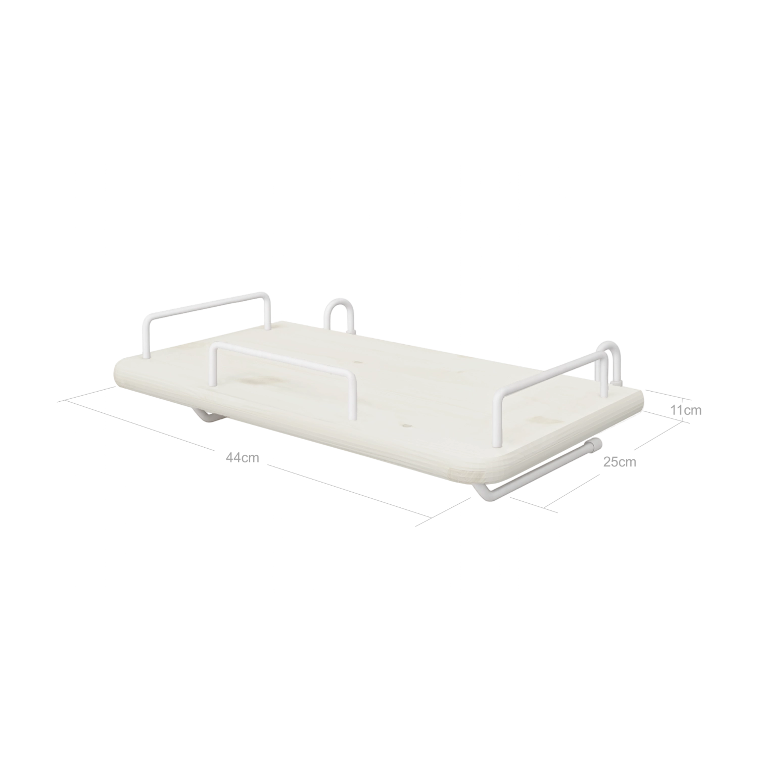 Mesita de noche FLEXA, de la colección FLEXA, en MDF blanco con tiradores metálicos, que se muestra colocada junto a la cama de un niño.