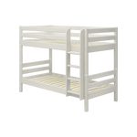 FLEXA WHITE bunk bed from CLASSIC collection in pine, 90x200 cm, ladder and safety rail visible in children’s room.