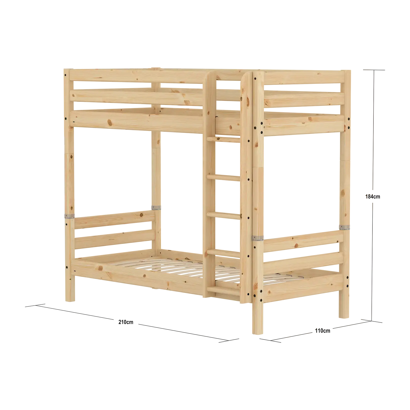 Bunk Bed with Straight Ladder and Safety Rails, 90x200 cm, Pine BUNKBED fr52-bunk-bed  flexa-com.myshopify.com