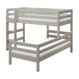 Litera 143 cm con escalera y barrera de seguridad, 90x200 cm, Gris