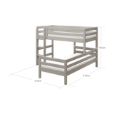 Litera 143 cm con escalera y barrera de seguridad, 90x200 cm, Gris