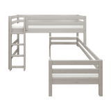 Litera 143 cm con escalera y barrera de seguridad, 90x200 cm, Gris