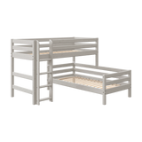 Patas altas para cama FLEXA en color gris, colección GREY, diseño resistente y seguro para los niños, mostradas sobre fondo blanco.