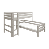 Litera 143 cm con escalera y barrera de seguridad, 90x200 cm, Gris