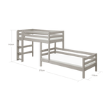 Litera 143 cm con escalera y barrera de seguridad, 90x200 cm, Gris