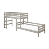 Litera 143 cm con escalera y barrera de seguridad, 90x200 cm, Gris