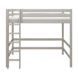 Cama alta 184 cm con barrera de seguridad y escalera, 90x200 cm, Gris