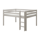 Cama alta 120 cm con escalera y barrera de seguridad, 140x200 cm, Gris
