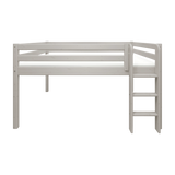 Cama alta 120 cm con escalera y barrera de seguridad, 140x200 cm, Gris