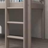 High Bed 120 cm with Ladder and Safety Rail, 90x200 cm, Grey