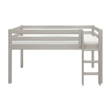 High Bed 120 cm with Ladder and Safety Rail, 90x200 cm, Grey