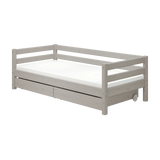 Cama individual con almacenaje, 90x200 cm, Gris