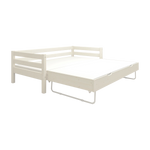 FLEXA single bed with pull-out guest bed, white wood, from the WHITE collection, on plain background.