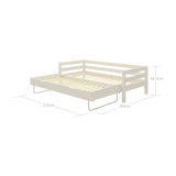 FLEXA single bed and pull-out guest bed, white wood, CLASSIC collection, shown in a child’s bedroom with safe rounded edges.
