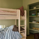 Bunk Bed 154 cm with Pull-out Drawer, Ladder and Safety Rail, 90x200 cm, White BUNKBED bunk-bed-with-straight-ladder-white-washed-3  flexa-com.myshopify.com