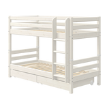 Bunk Bed 154 cm with Pull-out Drawer, Ladder and Safety Rail, 90x200 cm, White
