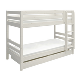 Bunk Bed 154 cm with Pull-out Drawer, Ladder and Safety Rail, 90x200 cm, White