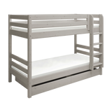 Bunk Bed 154 cm with Pull-out Drawer, Ladder and Safety Rail, 90x200 cm, Grey