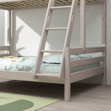 Family Bunk Bed 184 cm with Ladder and Safety Rail, 90/140x200 cm, Grey