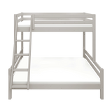 Family Bunk Bed 184 cm with Ladder and Safety Rail, 90/140x200 cm, Grey