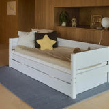 Cama individual 90x200 cm con cama nido 90x190 cm, blanco