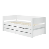 Single Bed with Pull-out Bed and Storage, 90x200 cm, White SINGLE_BED daybed-white-7  flexa-com.myshopify.com