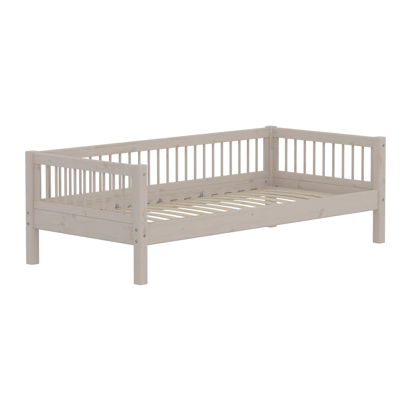 Single Bed, 90x200 cm, Grey SINGLE_BED single-bed-with-scandinavian-safety-rail-grey-washed  flexa-com.myshopify.com