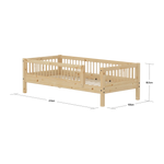 Single Bed with Safety Rails, 90x200 cm, Pine SINGLE_BED single-bed-with-scandinavian-safety-rail-3-4-front-back-raw  flexa-com.myshopify.com
