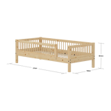 Single Bed with Safety Rails, 90x200 cm, Pine SINGLE_BED single-bed-with-scandinavian-safety-rail-3-4-front-back-raw  flexa-com.myshopify.com