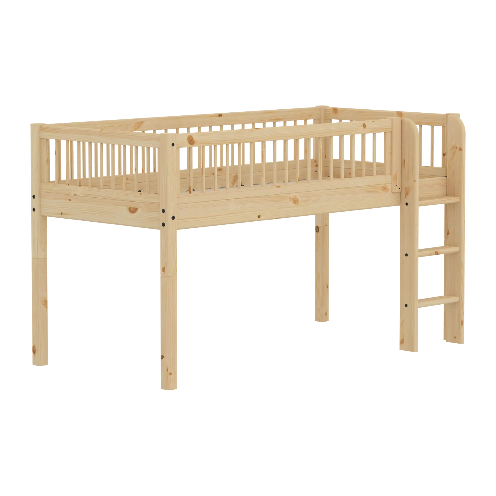 Mid-High Bed with Safety Rails, 90x200 cm, Pine MID_HIGH-BED mid-high-bed-w-scandinavian-safety-rail-classic-raw  flexa-com.myshopify.com