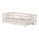FLEXA Single Bed with Safety Rail and Storage, 90x200 cm, White
