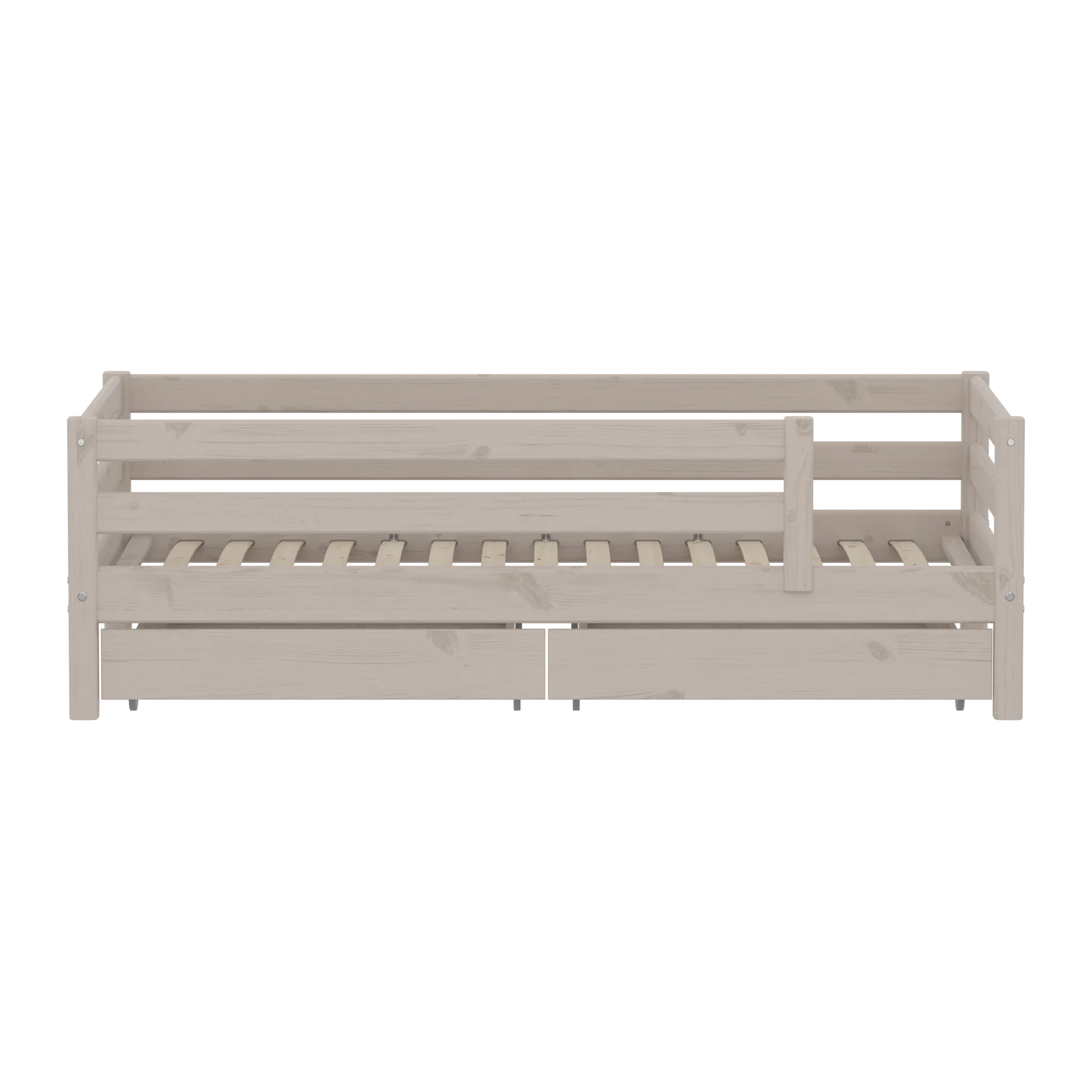 FLEXA Single Bed with Safety Rail and Storage, 90x200 cm, Grey, view 2