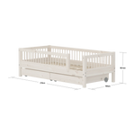 FLEXA Single Bed with Safety Rails and Storage, 90x200 cm, White, measurements